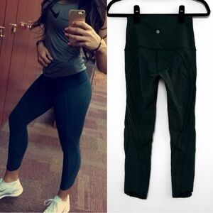 LuluLemon Cropped Laser Cut Leggings Dark Hunter Green Size 4